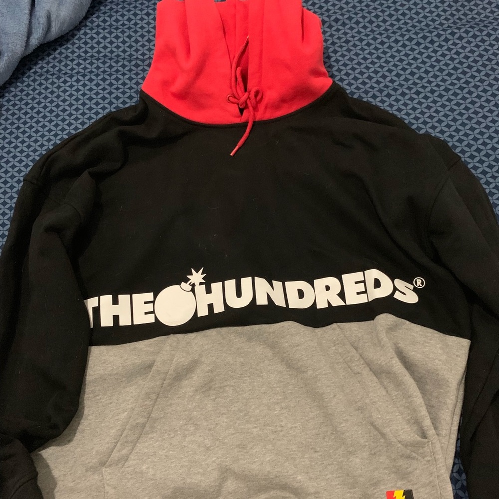 Black, gray and red hoodie